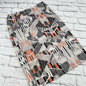 Mossimo Geometric Pencil Skirt Size Large Black, Orange, Gray Knit Stretch